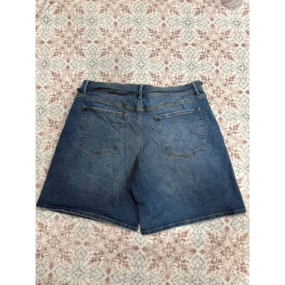 Free Assembly Womens Size 16 Denim Shorts Blue Tie Waist High Rise NWT - Picture 10 of 12